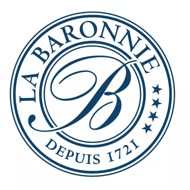 Logo circulaire avec le texte 'La Baronnie depuis 1721'