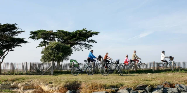 Un groupe de cyclistes pédale le long d'un sentier entouré d'arbres