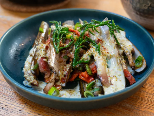 Gericht Lokale Aromen Mittagessen Abendessen Paar Restaurant Les Coflocs