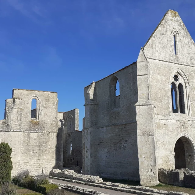 Ruines en pierre de l'ancienne église de l'abbaye des Châteliers de l'île de Ré.