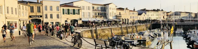 Vélos stationnés au port de Saint-Martin-de-Ré.